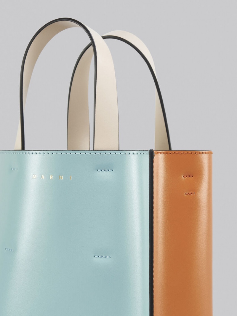 Marni Museo Mini Bag Läder Ljusblå Orange Vita | SEJVR76621