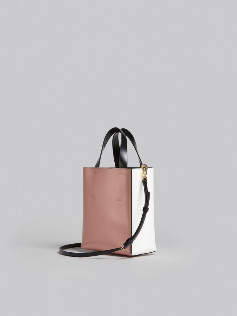 Marni Museo Mini Bag Läder Rosa Vita Svarta | TSEWZ45062