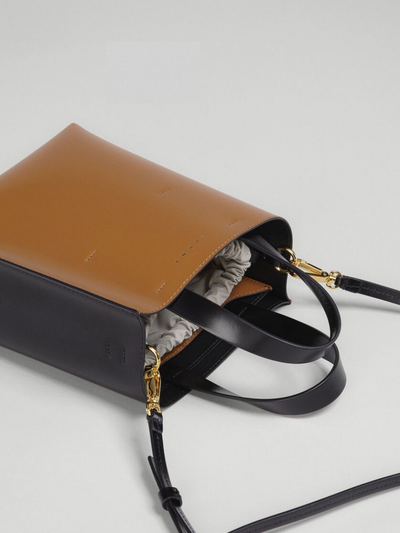 Marni Museo Mini Bag Läder Svarta Bruna | LSESX57453