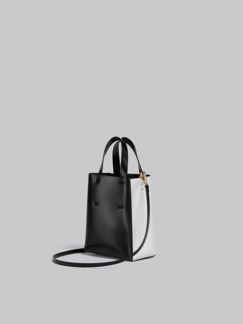 Marni Museo Mini Bag Läder Vita Svarta | FSEUI43093