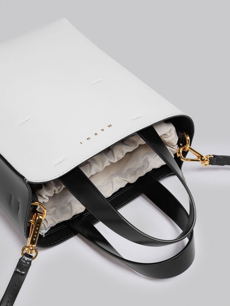 Marni Museo Mini Bag Läder Vita Svarta | FSEUI43093