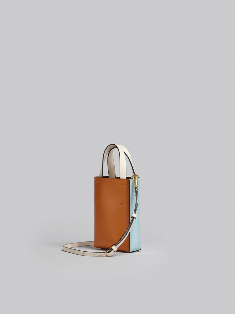 Marni Museo Nano Bag Läder Vita Ljusblå Orange | YSEGT87460