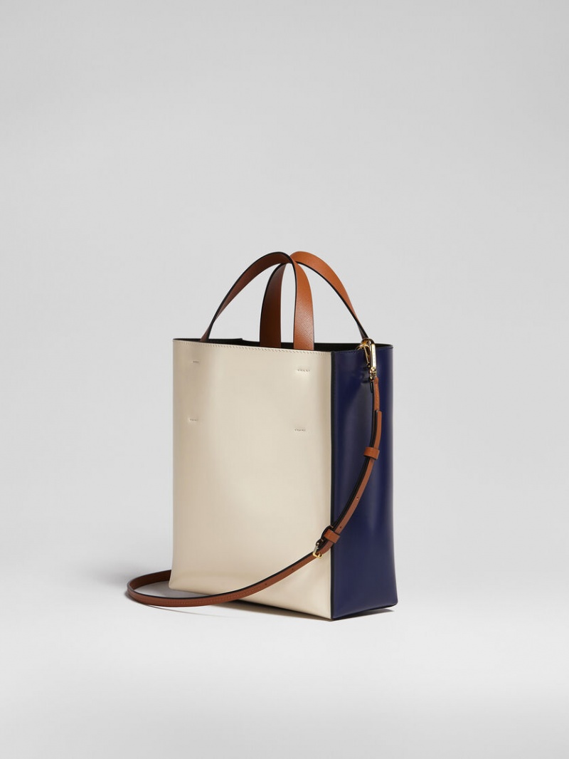 Marni Museo Small Bag Läder Blå Vita | USEND96704