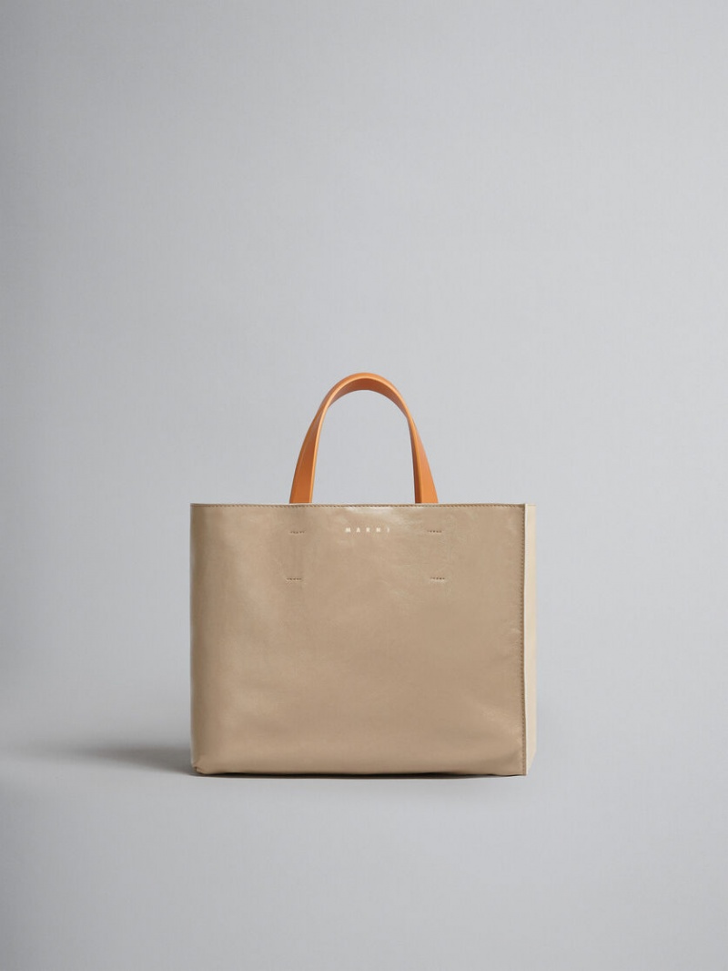 Marni Museo Soft Bag E/W Läder Grå Gröna Beige | SEJKU14730