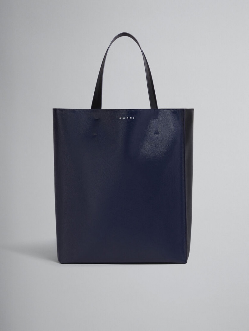 Marni Museo Soft Large Bag Läder Svarta Blå | FSEHY91031