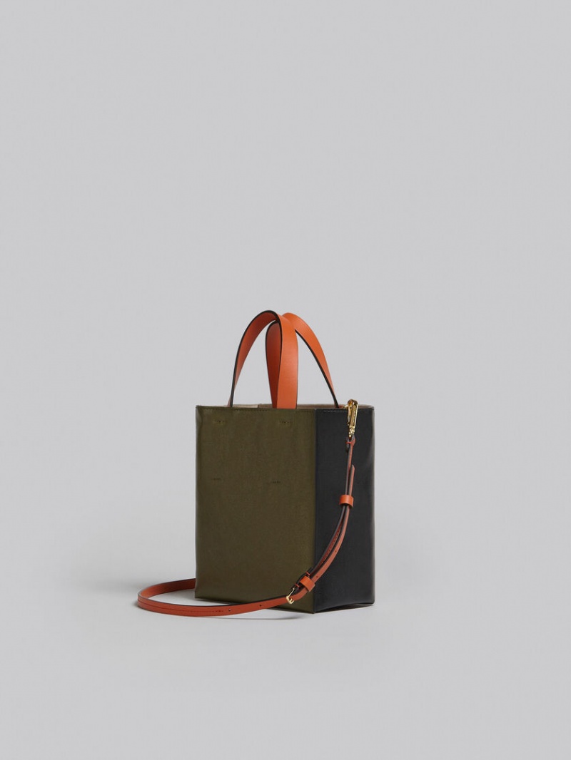 Marni Museo Soft Mini Bag Läder Svarta Gröna | TSEWZ64818