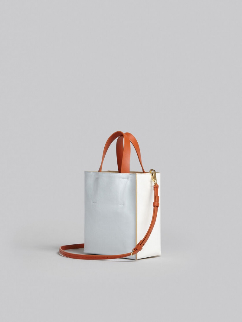 Marni Museo Soft Mini Bag Läder Vita Ljusblå Orange | SEEGJ57257