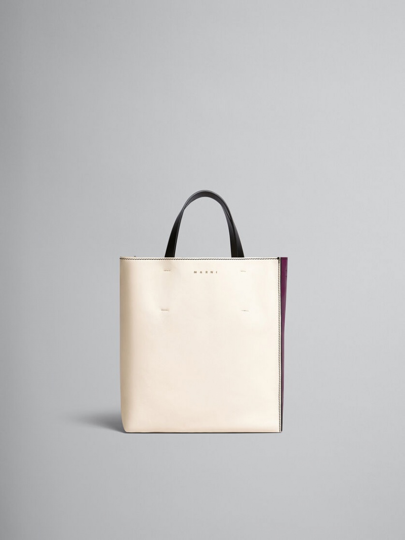 Marni Museo Soft Small Bag Läder Vita Lila | ESEVG67291