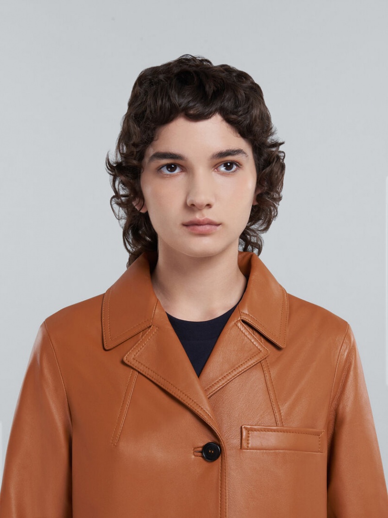 Marni Nappa Läder Jacket Bruna | SECIF48502