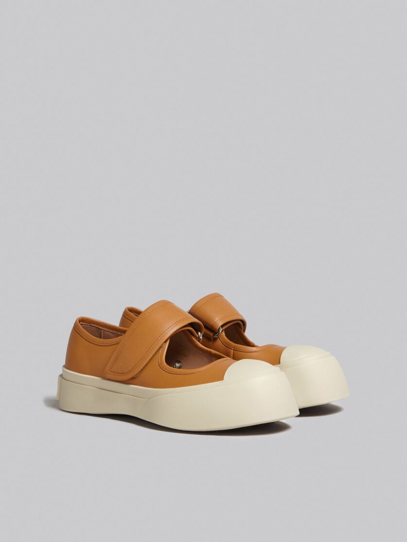 Marni Nappa Läder Mary Jane Sneaker Bruna | LSESX26896