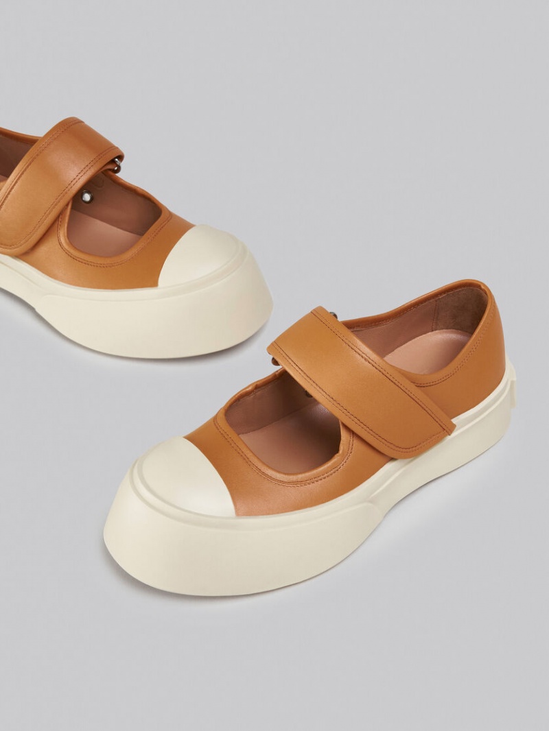 Marni Nappa Läder Mary Jane Sneaker Bruna | LSESX26896