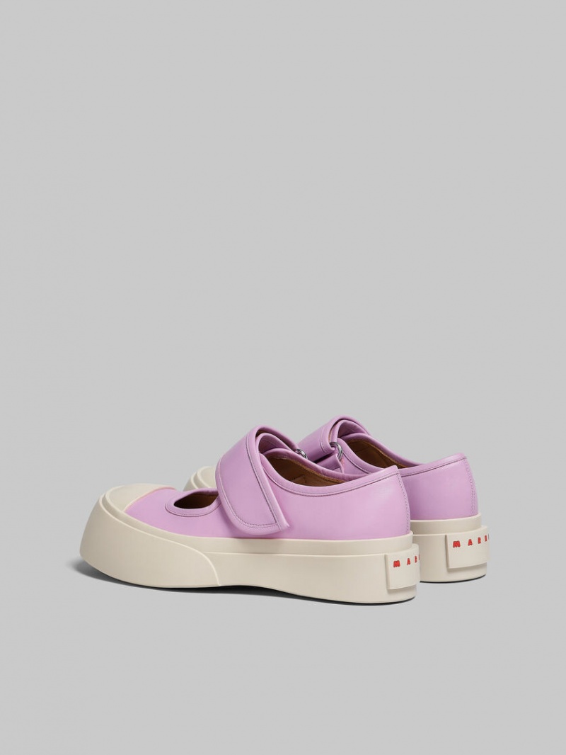 Marni Nappa Läder Mary Jane Sneaker Lila | SECVG43035