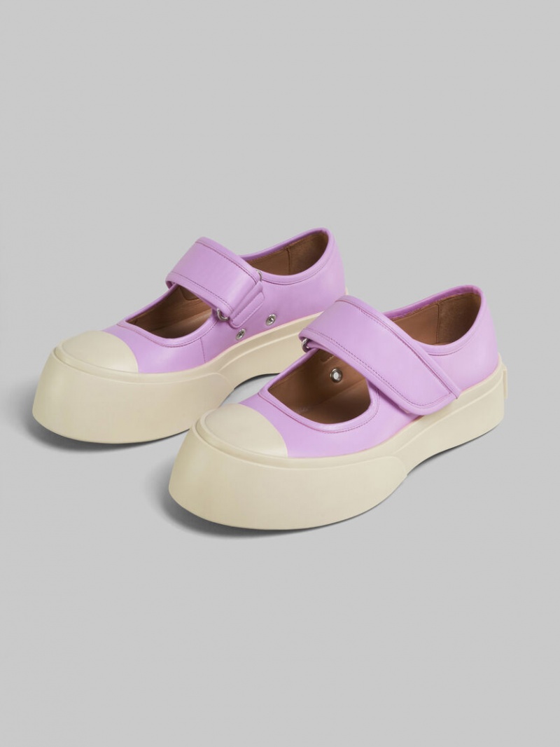 Marni Nappa Läder Mary Jane Sneaker Lila | SECVG43035