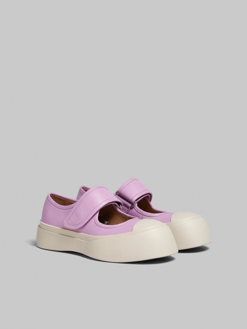 Marni Nappa Läder Mary Jane Sneaker Lila | SEQCS53206