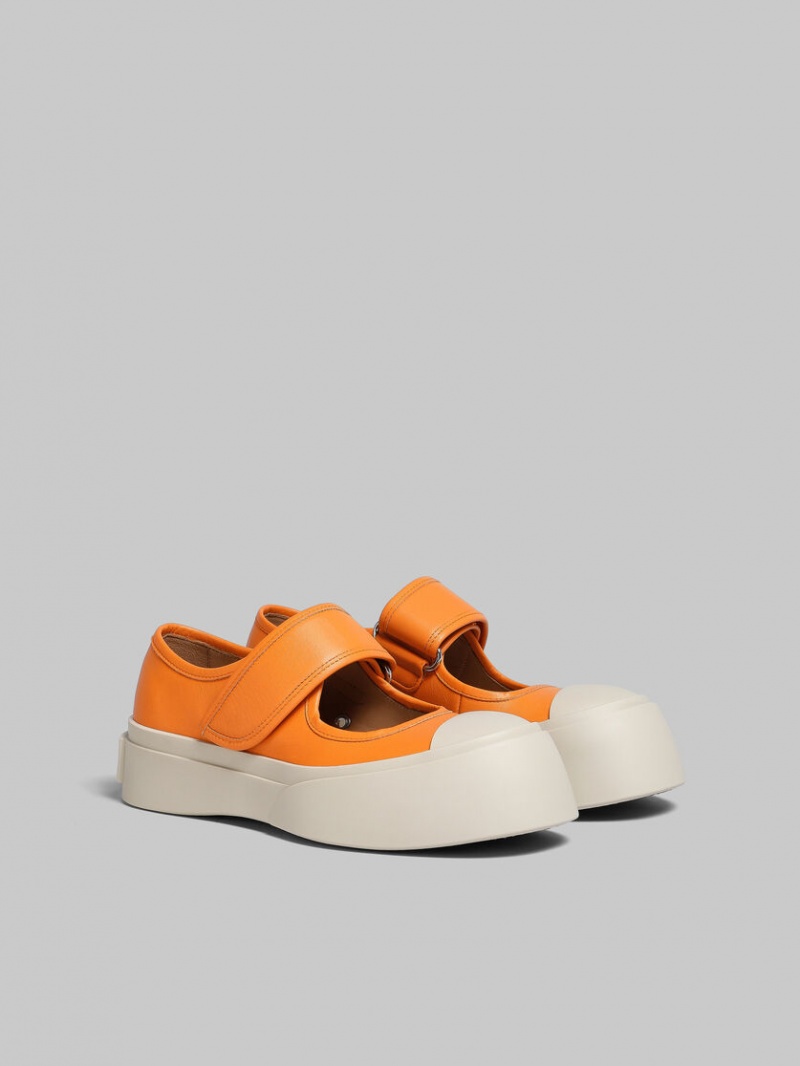 Marni Nappa Läder Mary Jane Sneaker Orange | SEEAH92415