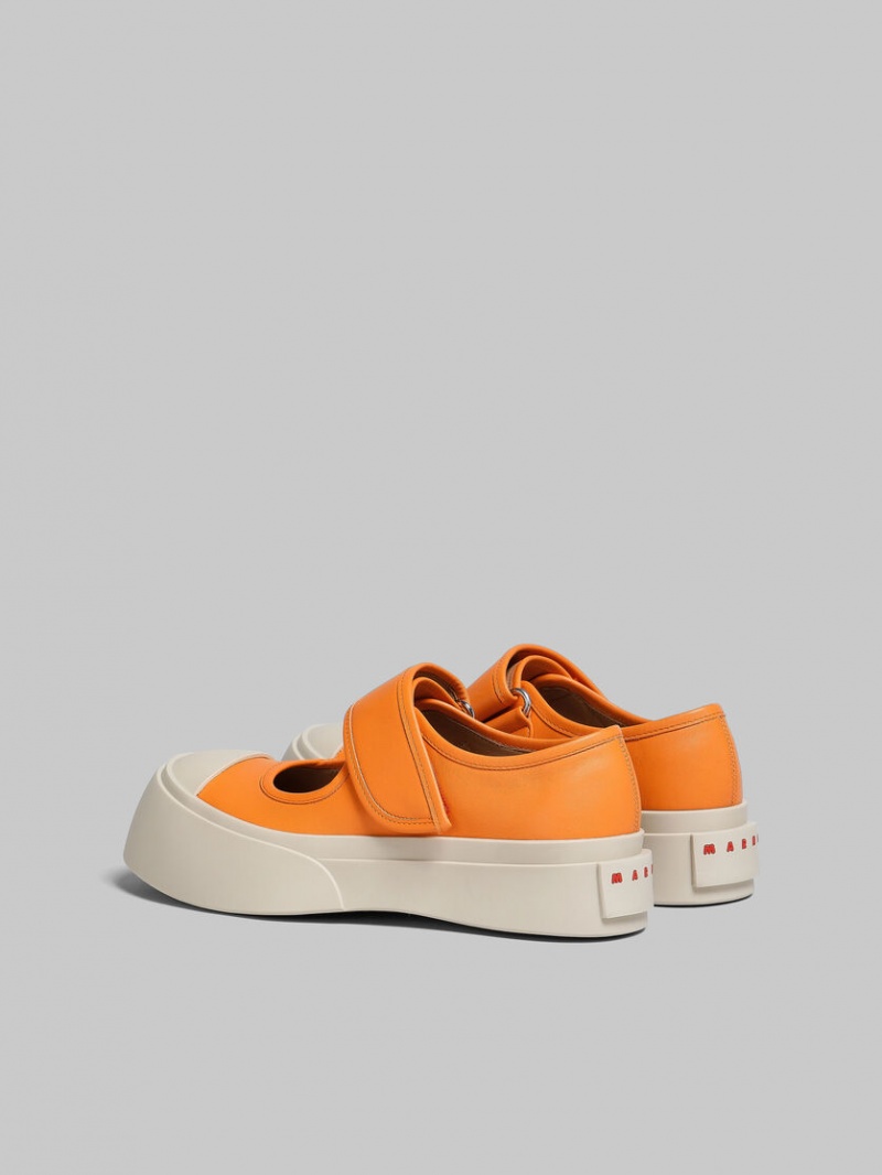 Marni Nappa Läder Mary Jane Sneaker Orange | SEEAH92415