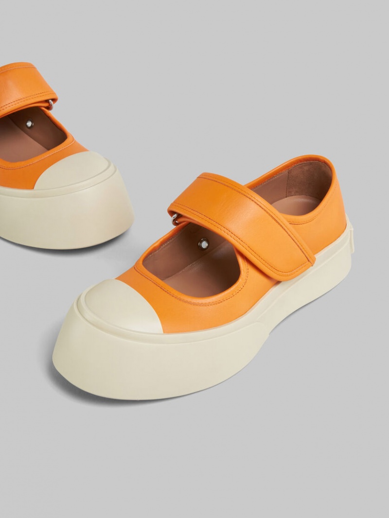 Marni Nappa Läder Mary Jane Sneaker Orange | SEEAH92415