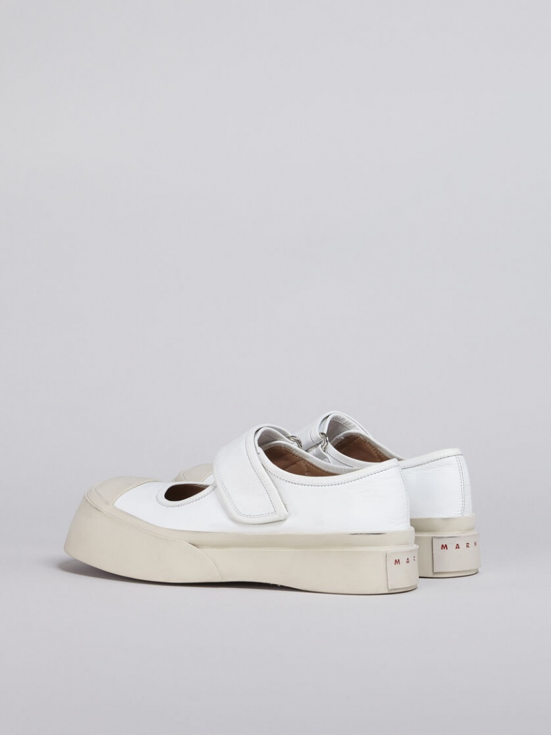 Marni Nappa Läder Mary Jane Sneaker Vita | SENZX95221