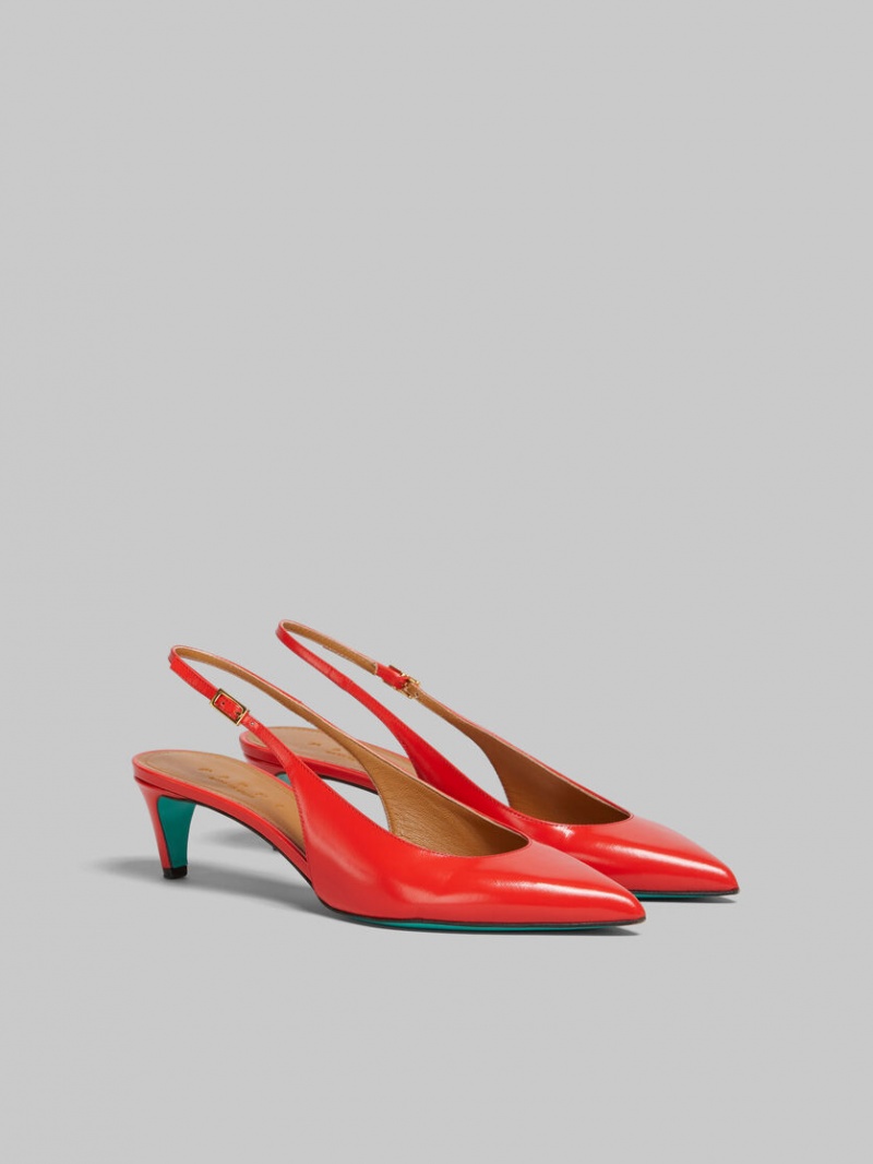 Marni Palmellato Läder Rhythm Slingback Röda | GSEUC72019