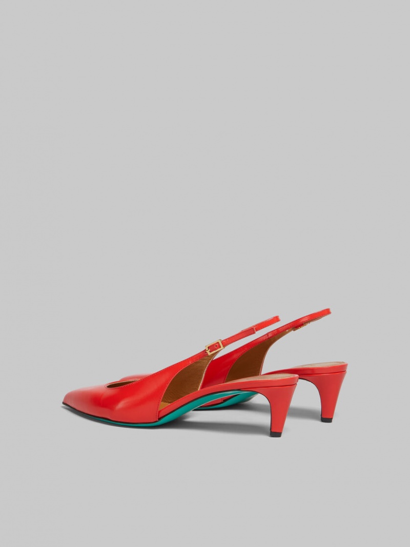 Marni Palmellato Läder Rhythm Slingback Röda | GSEUC72019