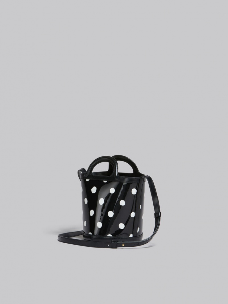 Marni Polka-dot Lack Läder Tropicalia Mini Bucket Bag Svarta Vita | DSEKV12537