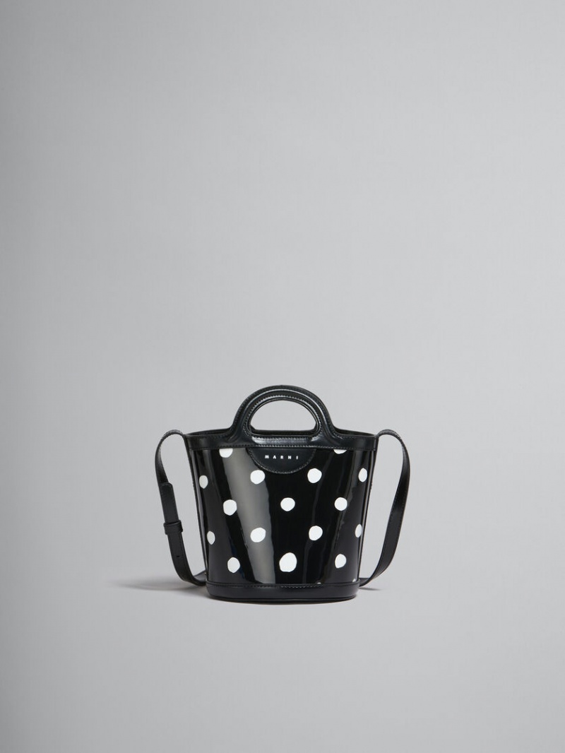 Marni Polka-dot Lack Läder Tropicalia Mini Bucket Bag Svarta Vita | DSEKV12537