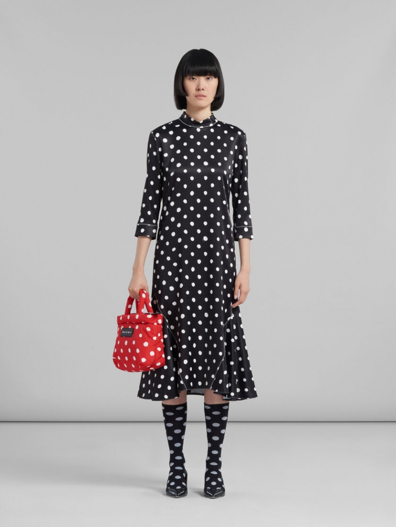 Marni Polka-dot Nylon Puff Mini Tote Bag Röda | DSEVO84288