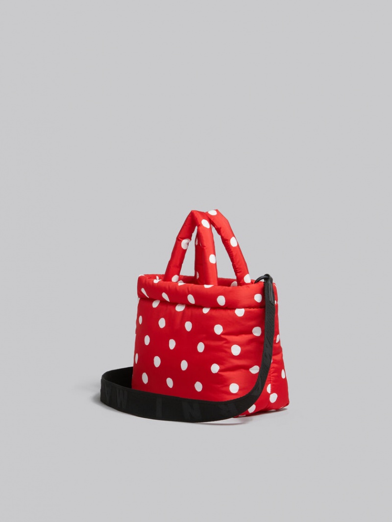 Marni Polka-dot Nylon Puff Mini Tote Bag Röda | DSEVO84288