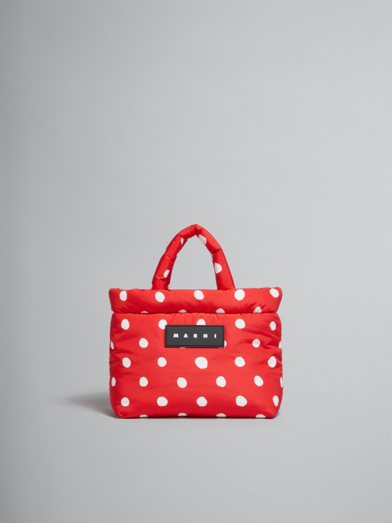 Marni Polka-dot Nylon Puff Mini Tote Bag Röda | DSEVO84288