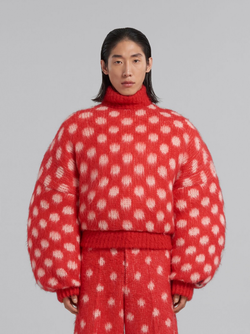 Marni Puffy Mohair Jumper With Polka Dots Röda | SEJVR68948