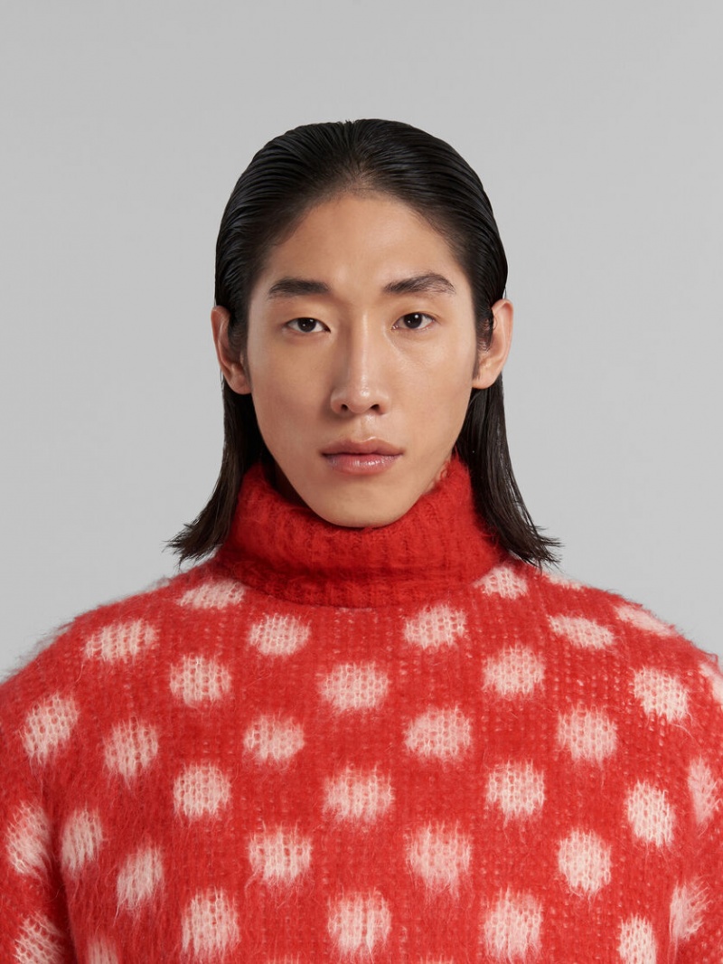 Marni Puffy Mohair Jumper With Polka Dots Röda | SEJVR68948