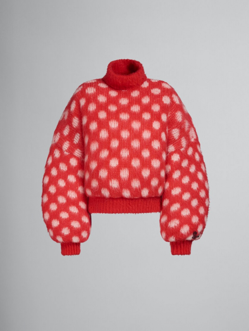 Marni Puffy Mohair Jumper With Polka Dots Röda | SEJVR68948