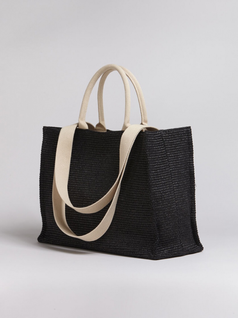 Marni Raffia Shopping Bag Svarta | QSEUV85161