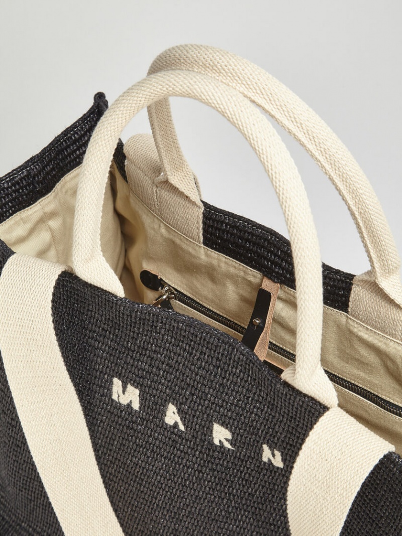 Marni Raffia Shopping Bag Svarta | QSEUV85161