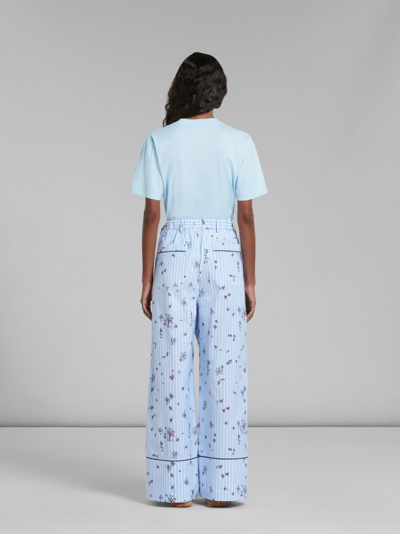 Marni Randig Pyjama Trousers With Magic Garden Print Blå | SEEAH61493