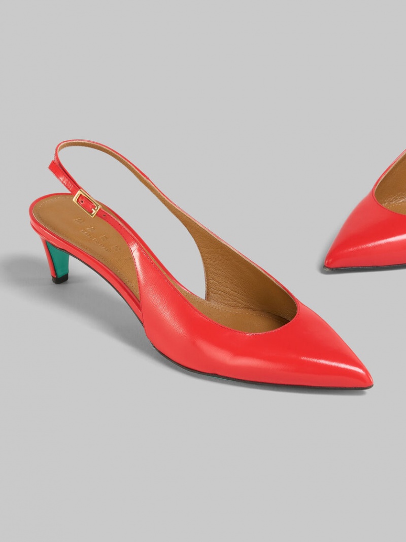 Marni Red Palmellato Läder Rhythm Slingback Röda | SENEJ20738