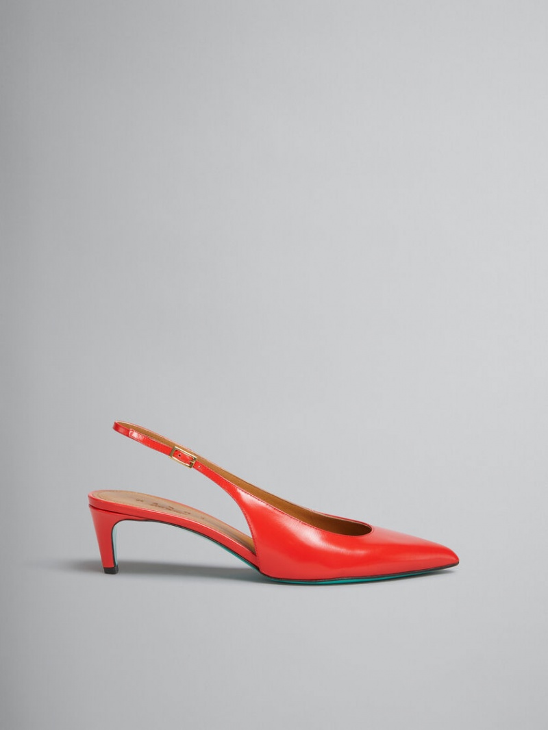 Marni Red Palmellato Läder Rhythm Slingback Röda | SENEJ20738