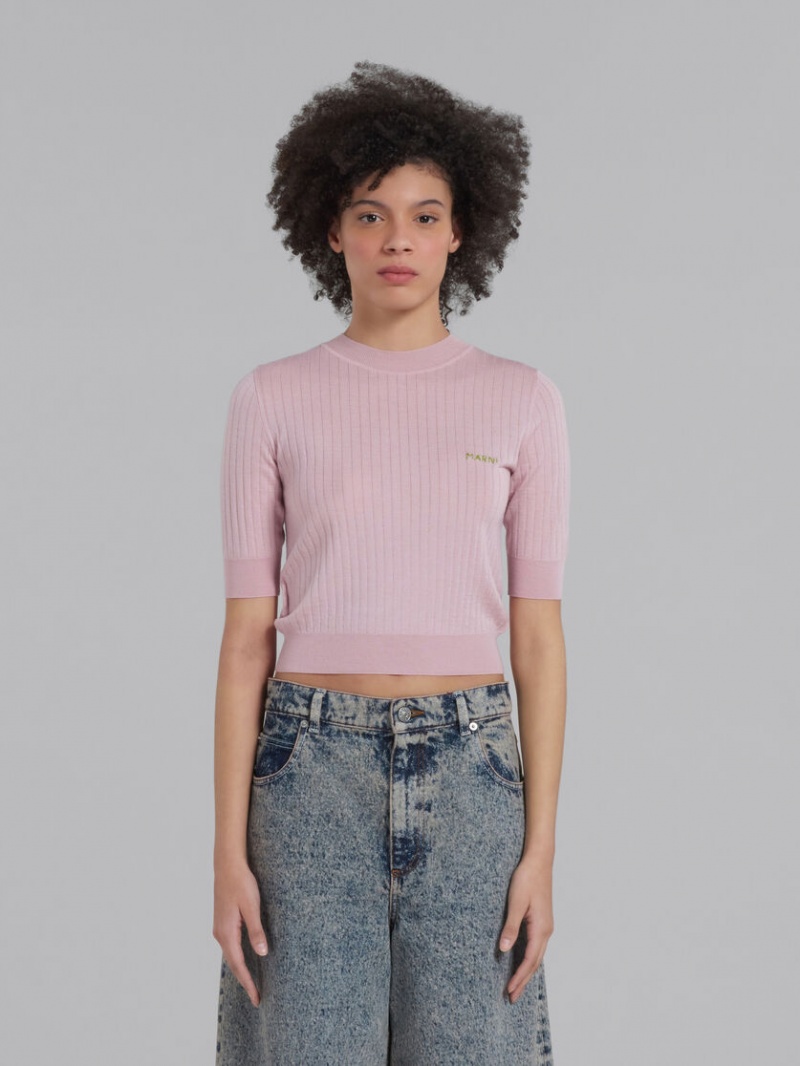 Marni Räfflad Ull And Silk Jumper Rosa | DSEKV32266