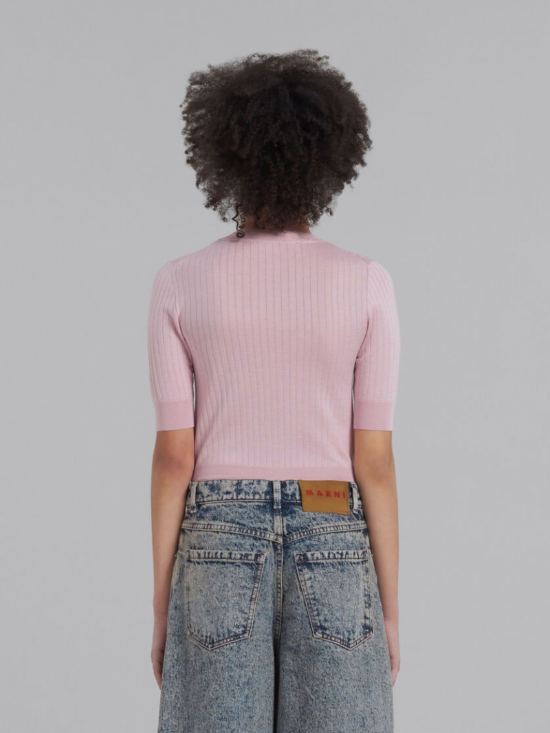 Marni Räfflad Ull And Silk Jumper Rosa | DSEKV32266