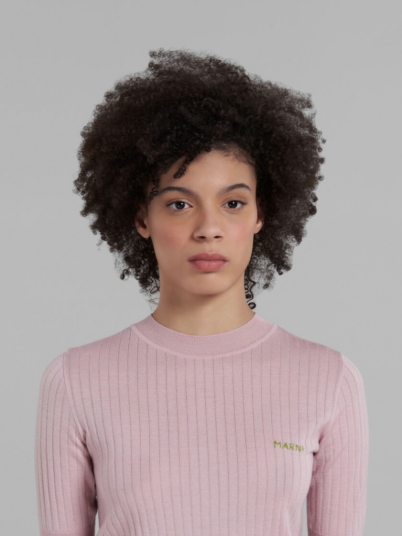 Marni Räfflad Ull And Silk Jumper Rosa | DSEKV32266