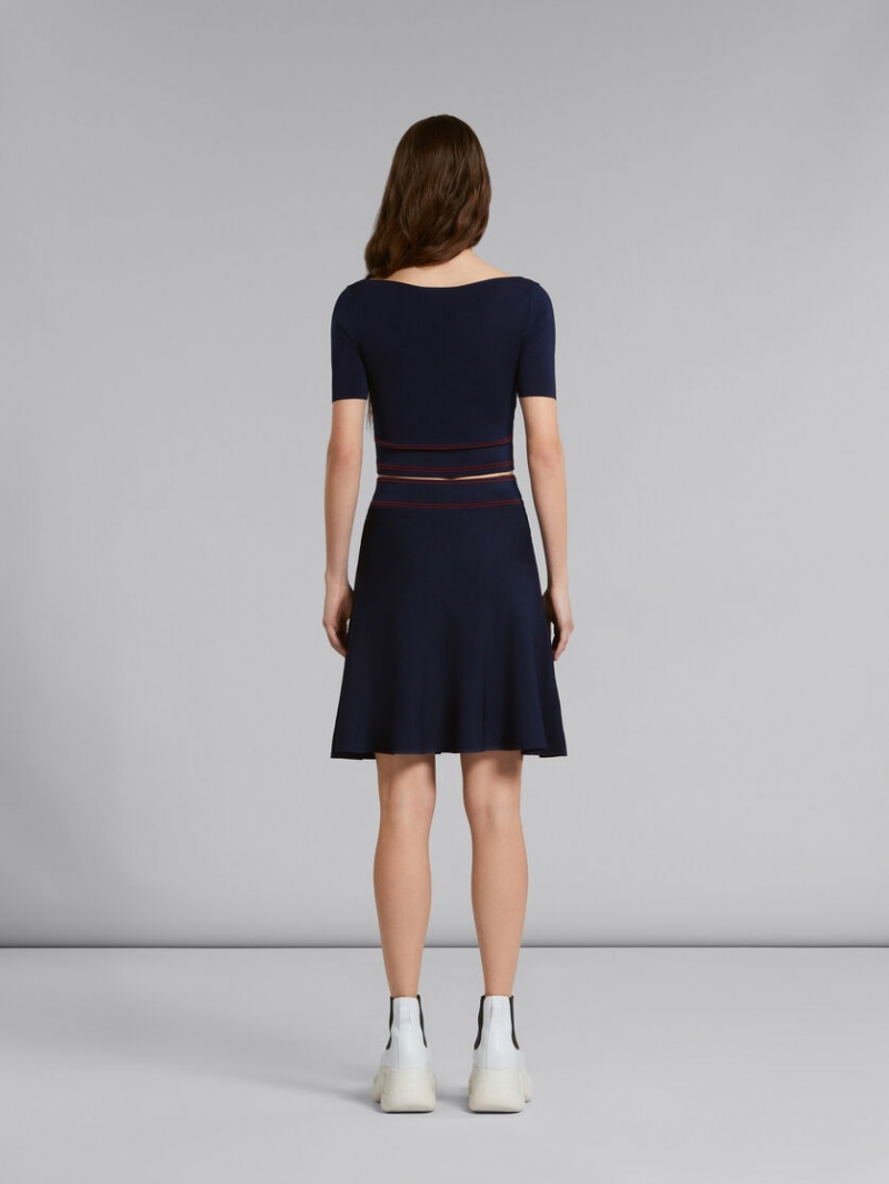 Marni Skirt With Logo Midja Blå | YSEGT98492