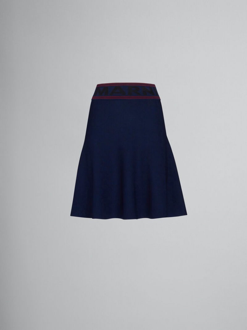 Marni Skirt With Logo Midja Blå | YSEGT98492