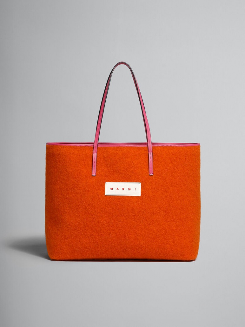 Marni Small Reversible Janus Shopping Bag Orange | GSEUC29821