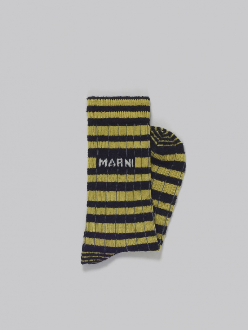 Marni Socks With Terry Stripes Gröna Svarta | DSEVO77673