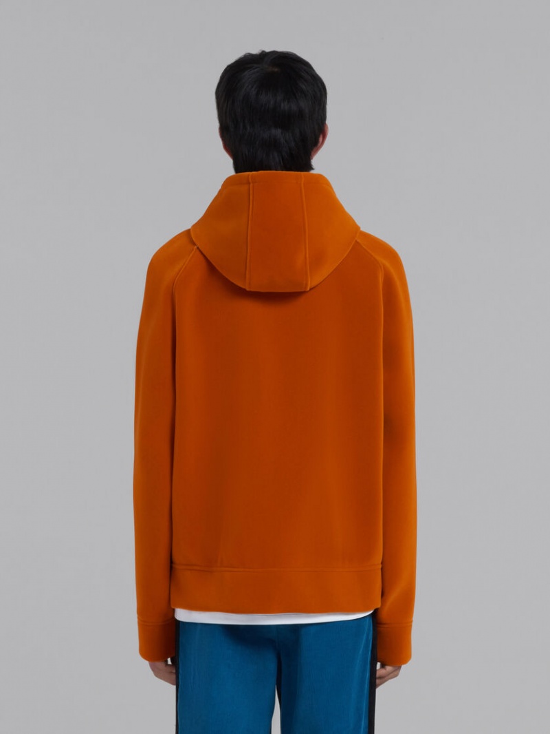 Marni Sponge Jersey Hoodie With Logo Drawstring Orange | GSEUC55429