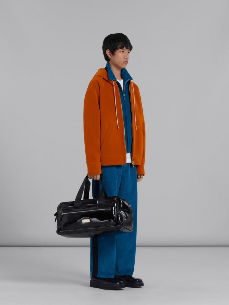 Marni Sponge Jersey Hoodie With Logo Drawstring Orange | GSEUC55429