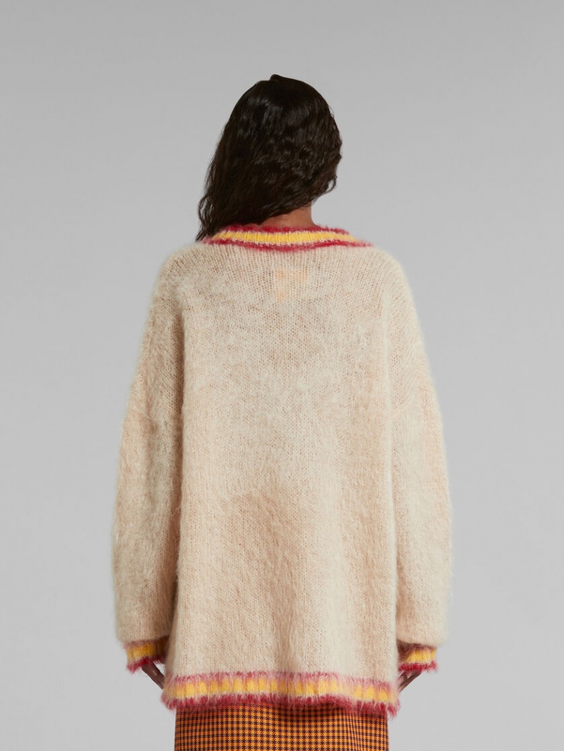 Marni Tan Mohair Jumper With Randig Trims Bruna | DSEKV70014