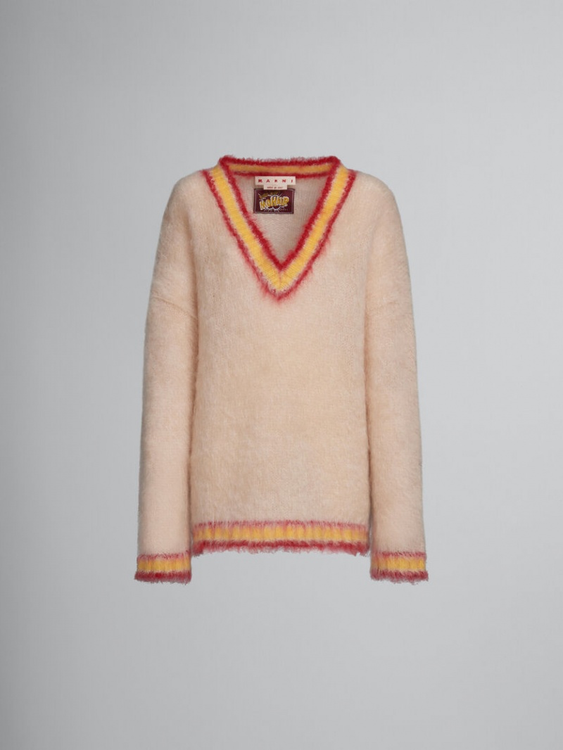 Marni Tan Mohair Jumper With Randig Trims Bruna | DSEKV70014