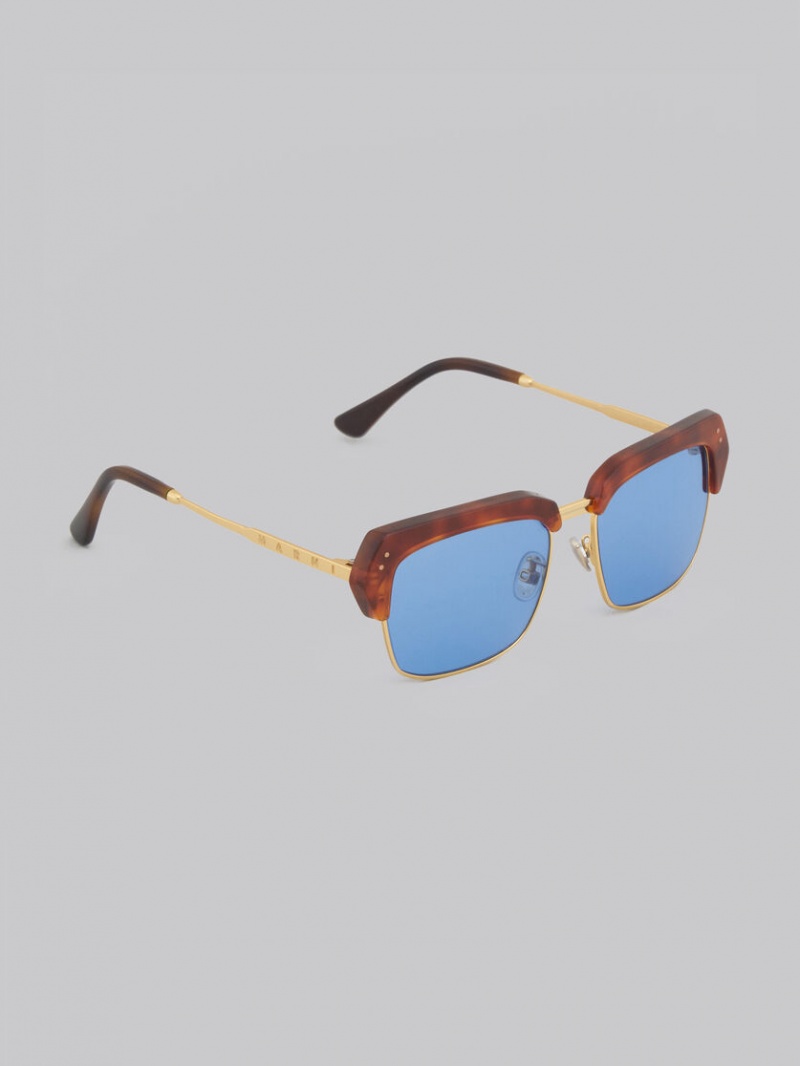 Marni Three Gorges Metal And Acetate Blå | SEJBT76601