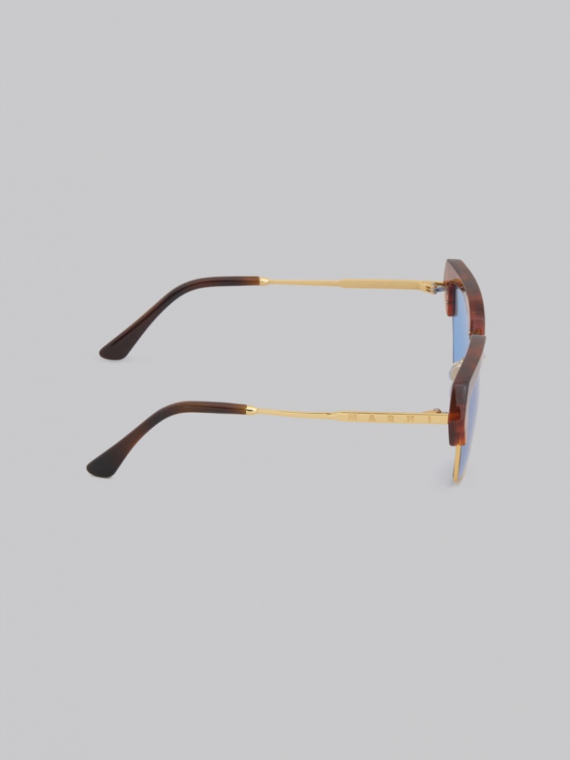 Marni Three Gorges Metal And Acetate Blå | SEJBT76601